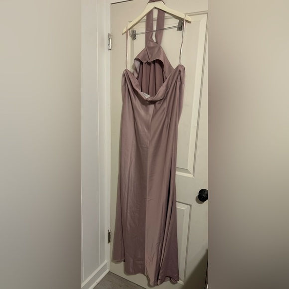 Anthropologie x BHLDN $220 Ruby Twist Halter Pink Satin Gown Plus Size 26 W - Picture 7 of 8